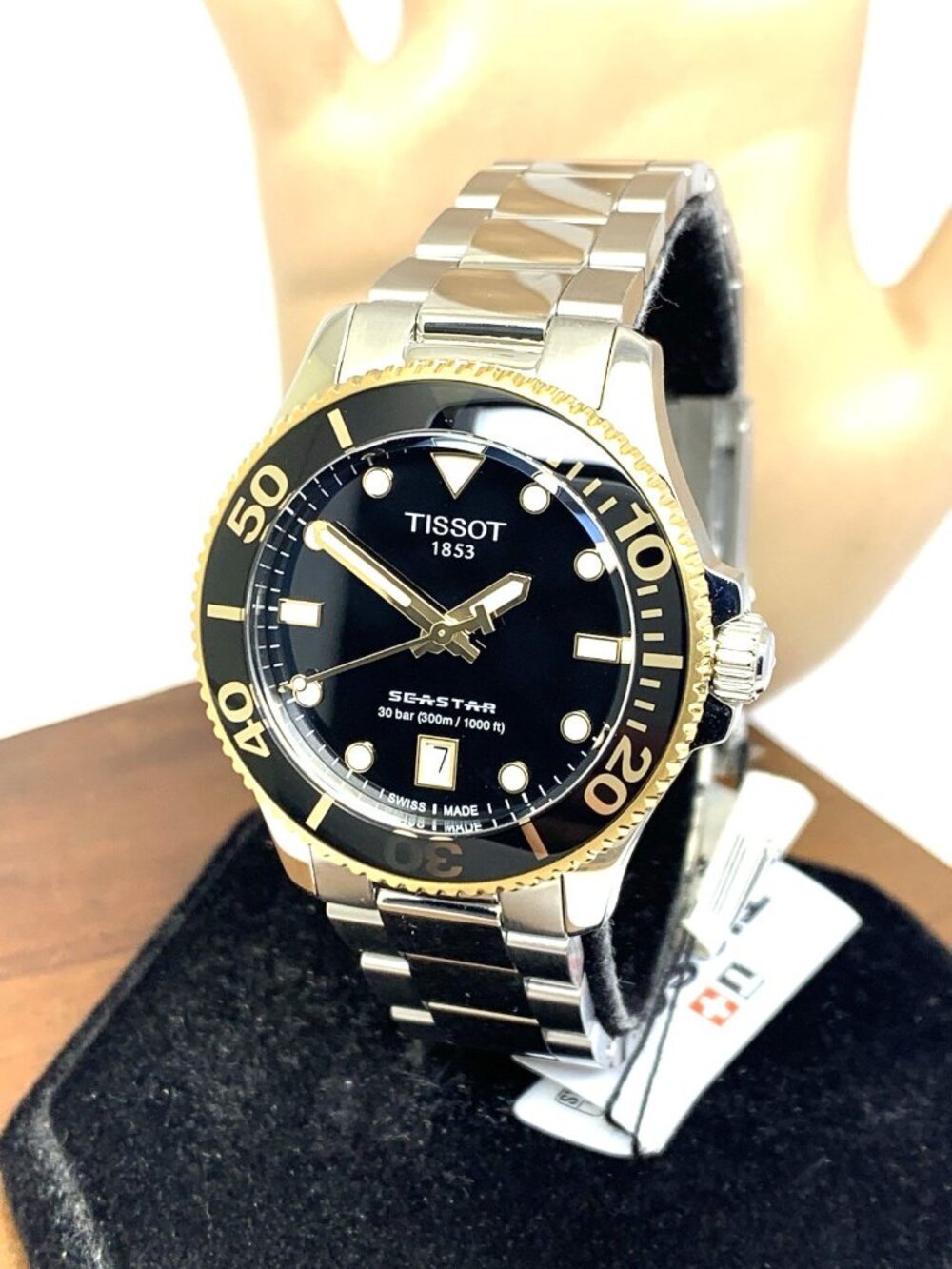 Tissot Watch Seastar Swiss Quartz Gold Black 36mm Silver Steel T1202102105100